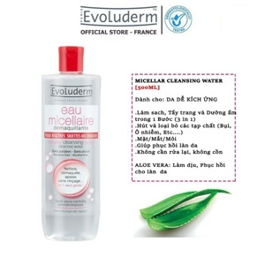 Nước tẩy trang Evoluderm Micellar Cleansing Water 500ml