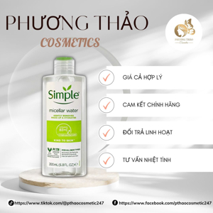 Nước tẩy trang Simple Cleansing Micellar Water 198ml