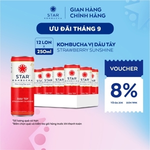 Nước trái cây Star Kombucha vị dâu tây Thùng 12 lon 250ml