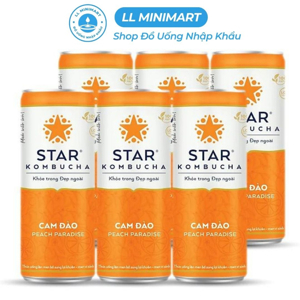 Nước trái cây Star Kombucha vị cam đào Thùng 12 lon 250ml