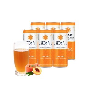 Nước trái cây Star Kombucha vị cam đào Thùng 12 lon 250ml