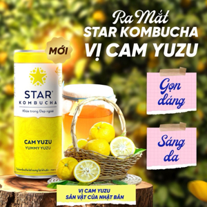 Nước trái cây Star Kombucha vị cam đào Thùng 12 lon 250ml