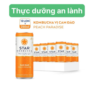 Nước trái cây Star Kombucha vị cam đào Thùng 12 lon 250ml