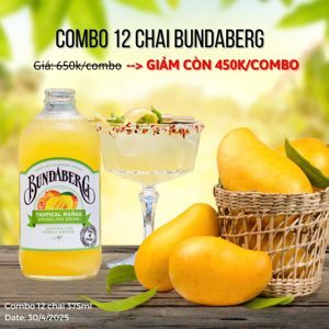 Nước trái cây xoài Bundaberg - Chai 375ml, Thùng 12 chai
