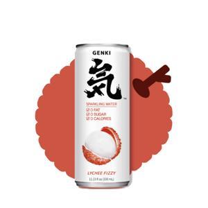 Nước uống có ga Genki vị vải Lon 330ml