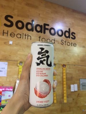 Nước uống có ga Genki vị vải Lon 330ml