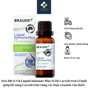 Nước uống hỗ trợ tăng cường hệ miễn dịch cho trẻ sơ sinh Brauer Liquid Immune Plus with Lactoferrin 23ml