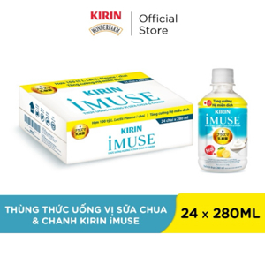 Nước uống Kirin Imuse vị sữa chua và chanh - Thùng 24 chai 280ml