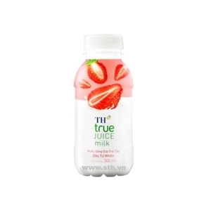 Nước uống sữa trái cây dâu tự nhiên TH True Juice Milk chai 300ml