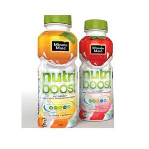 Nước uống sữa trái cây hương cam, dâu Nutri Boost chai 1L