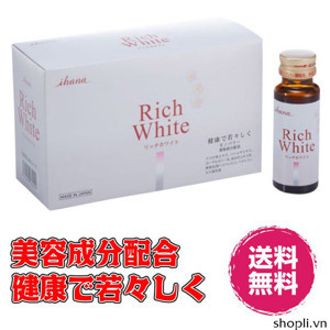 Nước uống trắng da Collagen Rich White Ihana Rich White hộp 10 chai x 50ml Nhật Bản