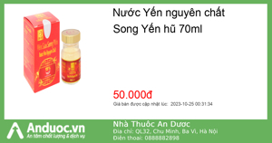 Nước yến nguyên chất Song Yến - 70ml (13% tổ yến)