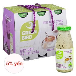 Nước yến sào Green Bird hạt chia - 185ml, 6 chai