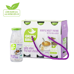 Nước yến sào Green Bird hạt chia - 185ml, 6 chai