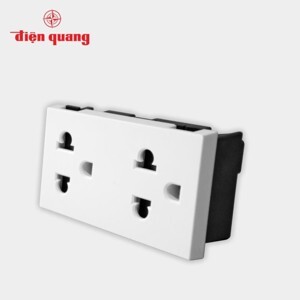 Ổ cắm 3 chấu đôi âm tường DQHome ĐQ IW1 O3PD W