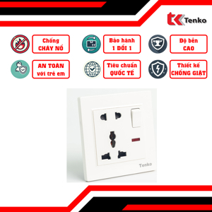 Ổ cắm điện chống giật đôi có công tắc TK-TT-A-28