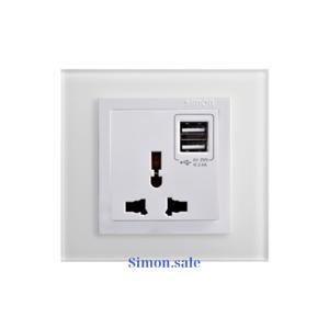 Ổ cắm điện đa năng kết hợp 2 cổng USB vuông màu trắng Simon V8 80E725