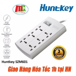 Ổ cắm điện Huntkey 6 ổ, dây 3 mét, chống sét SZM-604