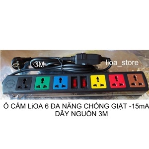 Ổ cắm điện LiOA có thiết bị chống giật 6 ổ 3 lõi 3 mét 6D33NCG