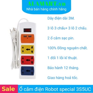 Ổ cắm điện Robot 3 ổ 5 chấu + USB Special 3S5UC