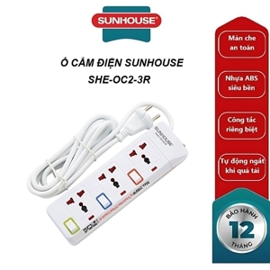 Ổ cắm điện Sunhouse 3 lỗ 3 chấu 2.5m SHE-OC2-3R