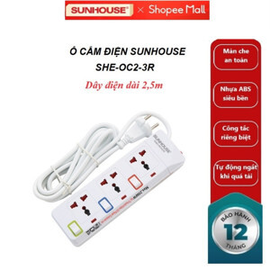 Ổ cắm điện Sunhouse 3 lỗ 3 chấu 2.5m SHE-OC2-3R