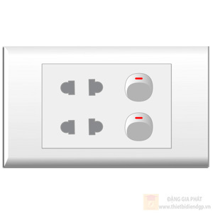 Ổ cắm đôi 2 chấu 16A với 2 lỗ LiOA E182U2X