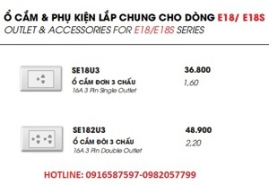 Ổ cắm đôi 3 chấu 16A LiOA SE182U3