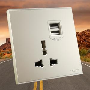 Ổ cắm đơn 3 chấu + 2 ổ USB 72E725