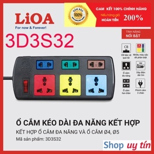 Ổ cắm kéo dài cao cấp LiOA 3D3S52