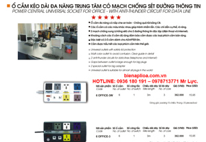 Ổ cắm kéo dài đa năng Lioa 10 OFFICE-3W