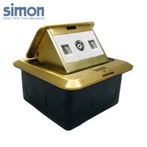 Ổ cắm sàn màu vàng gồm 2 ổ thoại và ổ tivi Simon SEF3445