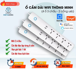 Ổ cắm thông minh Tuya wifi 3 cổng 2 USB