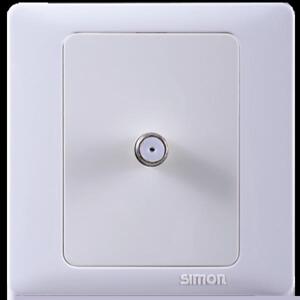 Ổ cắm Tivi chống nhiễu chuẩn F có bảo vệ vuông màu trắng Simon 55114