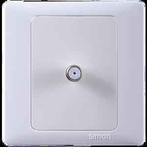 Ổ cắm TV vuông có chống nhiễu kết nối đầu ra chuẩn F trắng Simon 55116