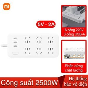 Ổ cắm xiaomi mi power strip 6 cổng 3 usb