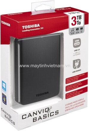 Ổ cứng cắm ngoài Toshiba Canvio - 3TB, USB 3.0, 3.5 inch