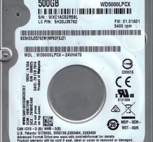 Ổ cứng HDD 2.5" Notebook WD Blue WD5000LPCX 500GB