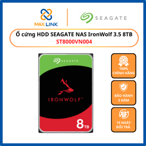 Ổ Cứng HDD 3.5" Seagate IronWolf 8TB NAS SATA 7200RPM 256MB Cache (ST8000VN004)