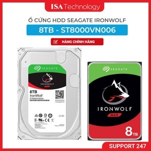 Ổ Cứng HDD 3.5" Seagate IronWolf 8TB NAS SATA 7200RPM 256MB Cache (ST8000VN004)