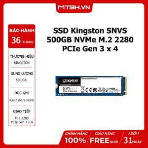 Ổ cứng SSD Kingston SNVS 500G NVMe M.2 2280 PCIe Gen 3 x 4 (Đoc 2100MB/s, Ghi 1700MB/s) - (SNVS/500G)