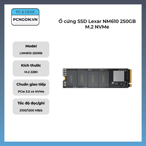 Ổ cứng SSD M2-PCIe 250GB Lexar NM610 NVMe 2280