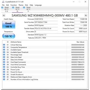 Ổ cứng SSD Samsung SM963 NVMe M2 PCIe 22110 - 480GB