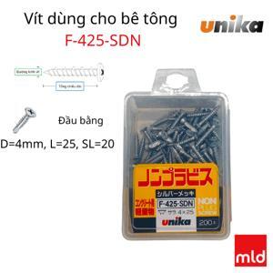 Ốc vít bắt tường, bê tông 4.0x25mm đầu bằng Unika F-425-SDN