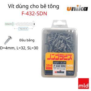 Ốc vít bắt tường, bê tông 4.0x32mm đầu bằng Unika F-432-SDN