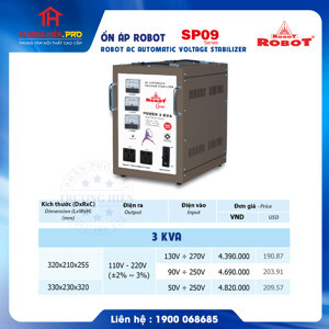 Ổn áp Robot 1 pha Classy 3KVA (50V - 250V)