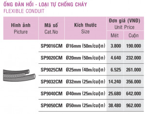 Ống đàn hồi – loại tự chống cháy Sino SP 9025CM