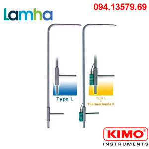 Ống Pitot loại L có đầu cắm nhiệt độ kiểu K Kimo TPL-12-2000-T