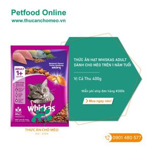 Pate cho mèo Whiskas Mackerel lon vị cá thu và cá mòi - 400 gram