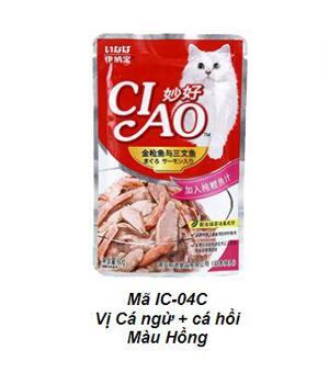 Pate mèo Ciao cá ngừ topping cá hồi gói 60gr